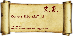 Koren Richárd névjegykártya